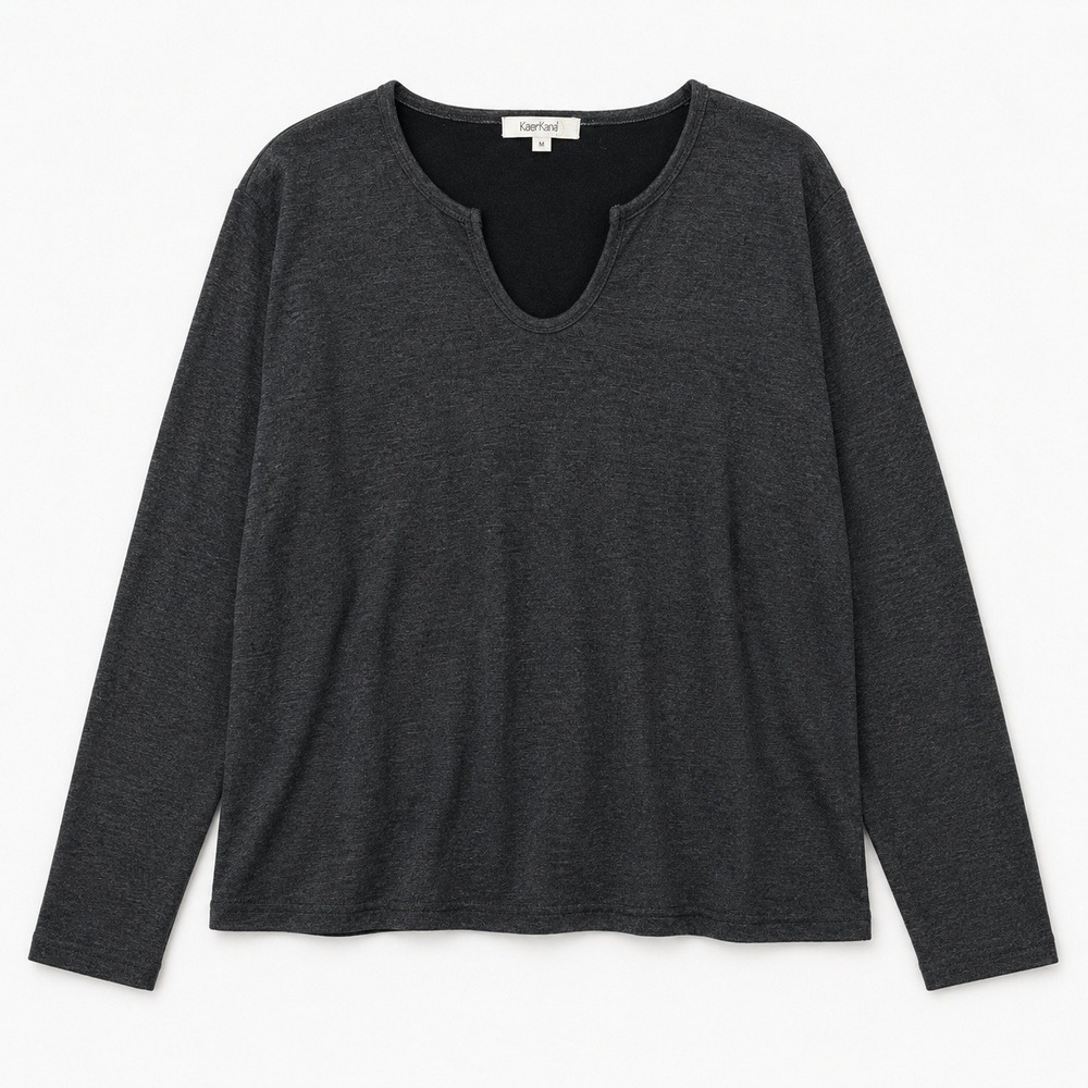 Karen Kane Womens Notch Neck Top Charcoal Gray M Minimalist Lagenlook